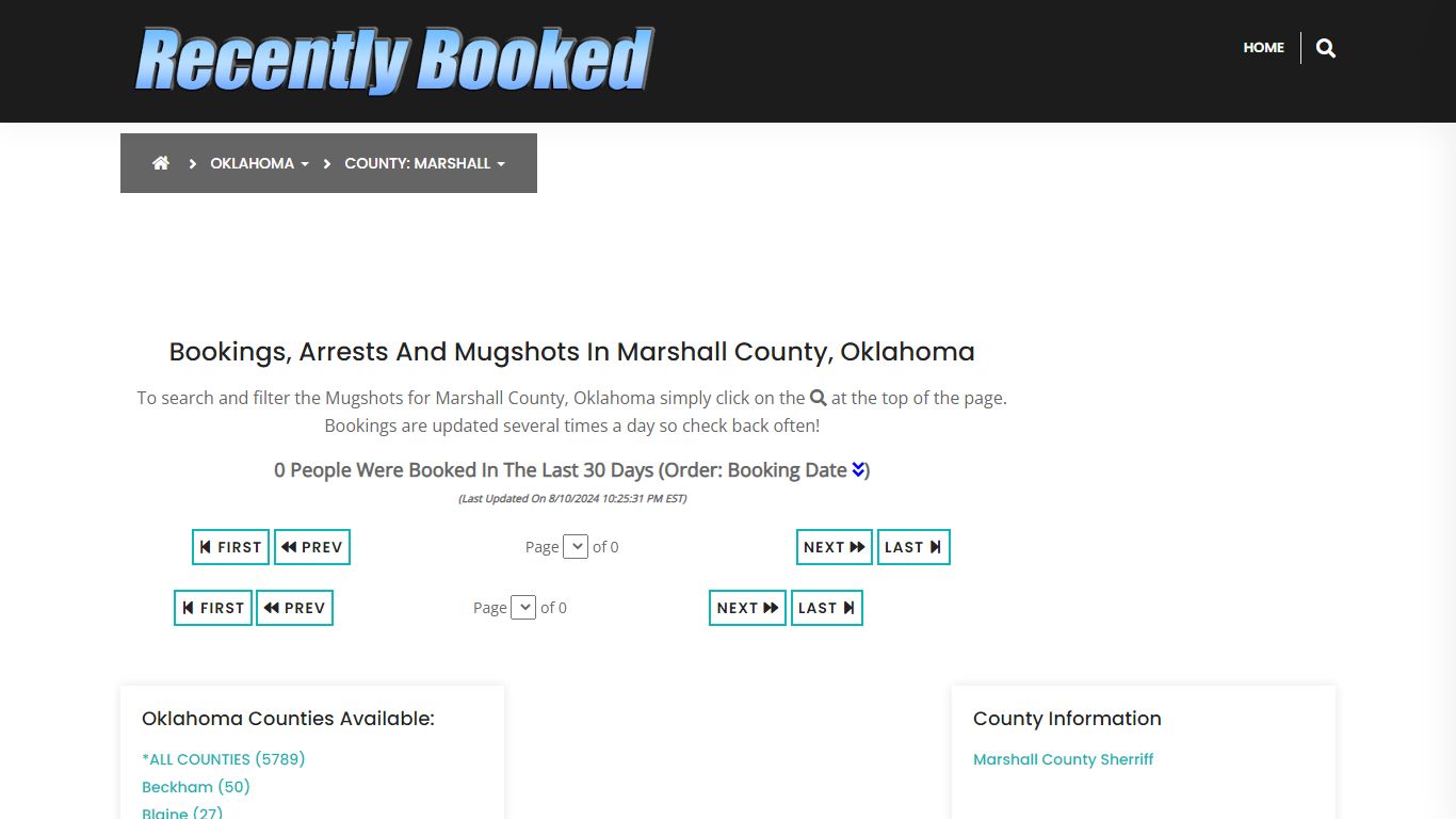 Bookings, Arrests and Mugshots in Marshall County, Oklahoma