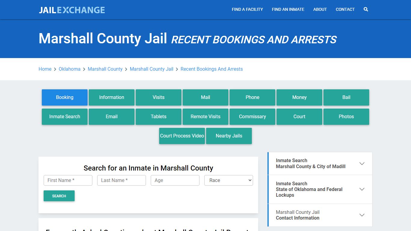 Marshall County Jail OK Recent Arrests and Bookings - Jail Exchange