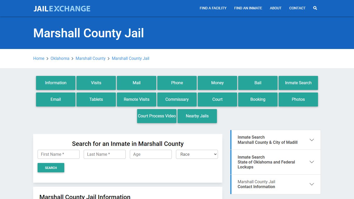 Marshall County Jail Roster Lookup, OK, Inmate Search